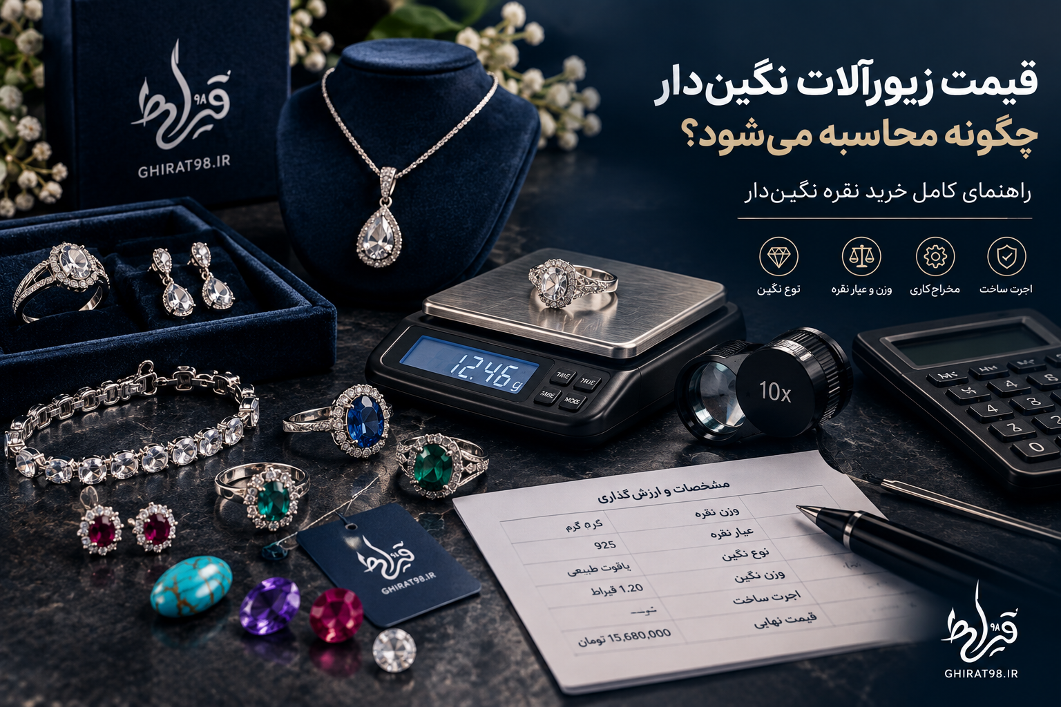 قیمت زیورآلات نگین‌دار چگونه محاسبه می‌شود؟