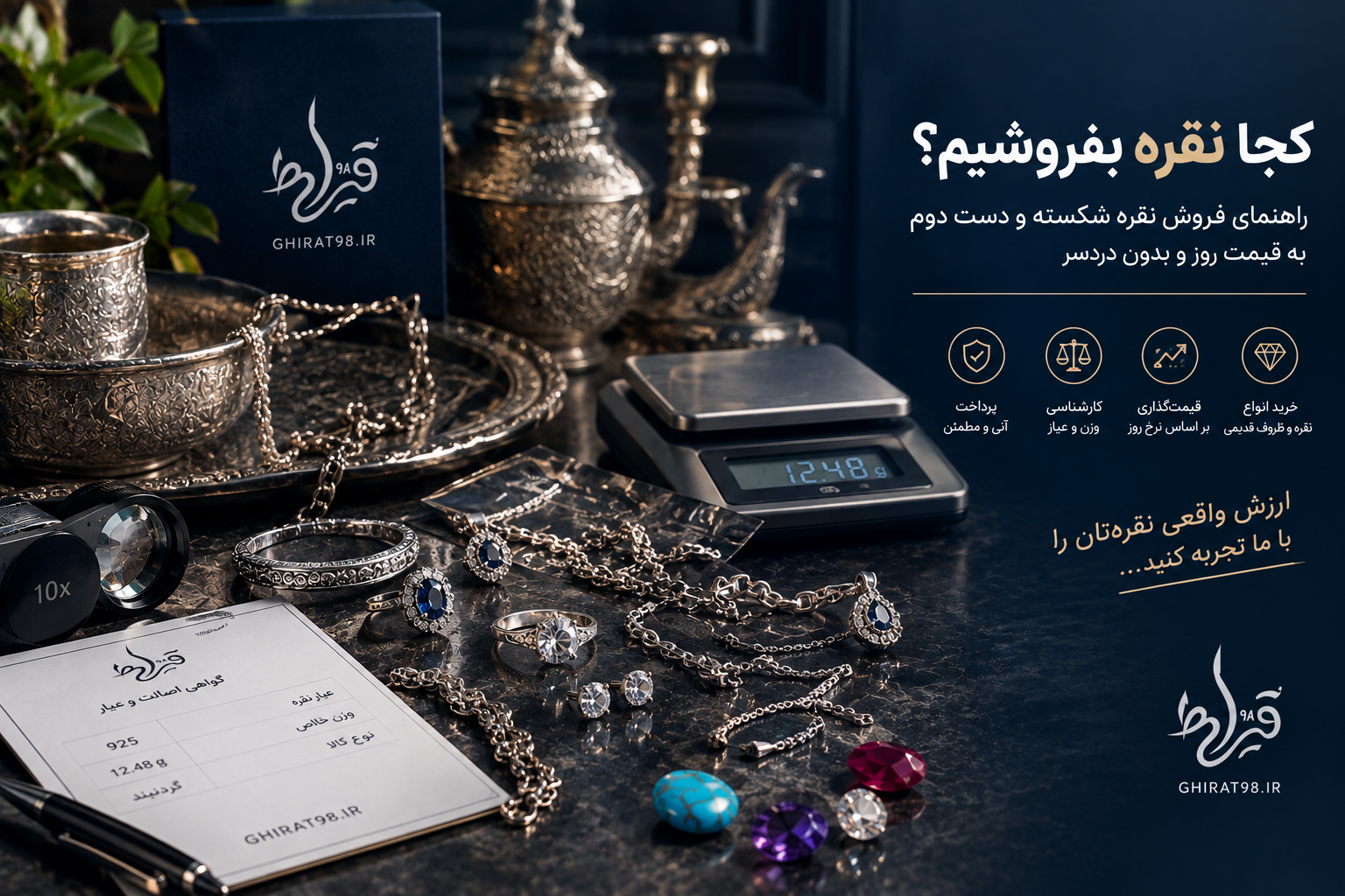 کجا نقره بفروشیم؟ راهنمای فروش نقره شکسته و دست دوم به قیمت روز