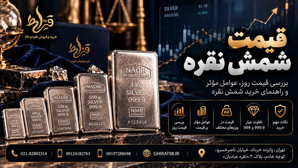 قیمت شمش نقره امروز | عوامل مؤثر بر قیمت شمش نقره | قیراط 98