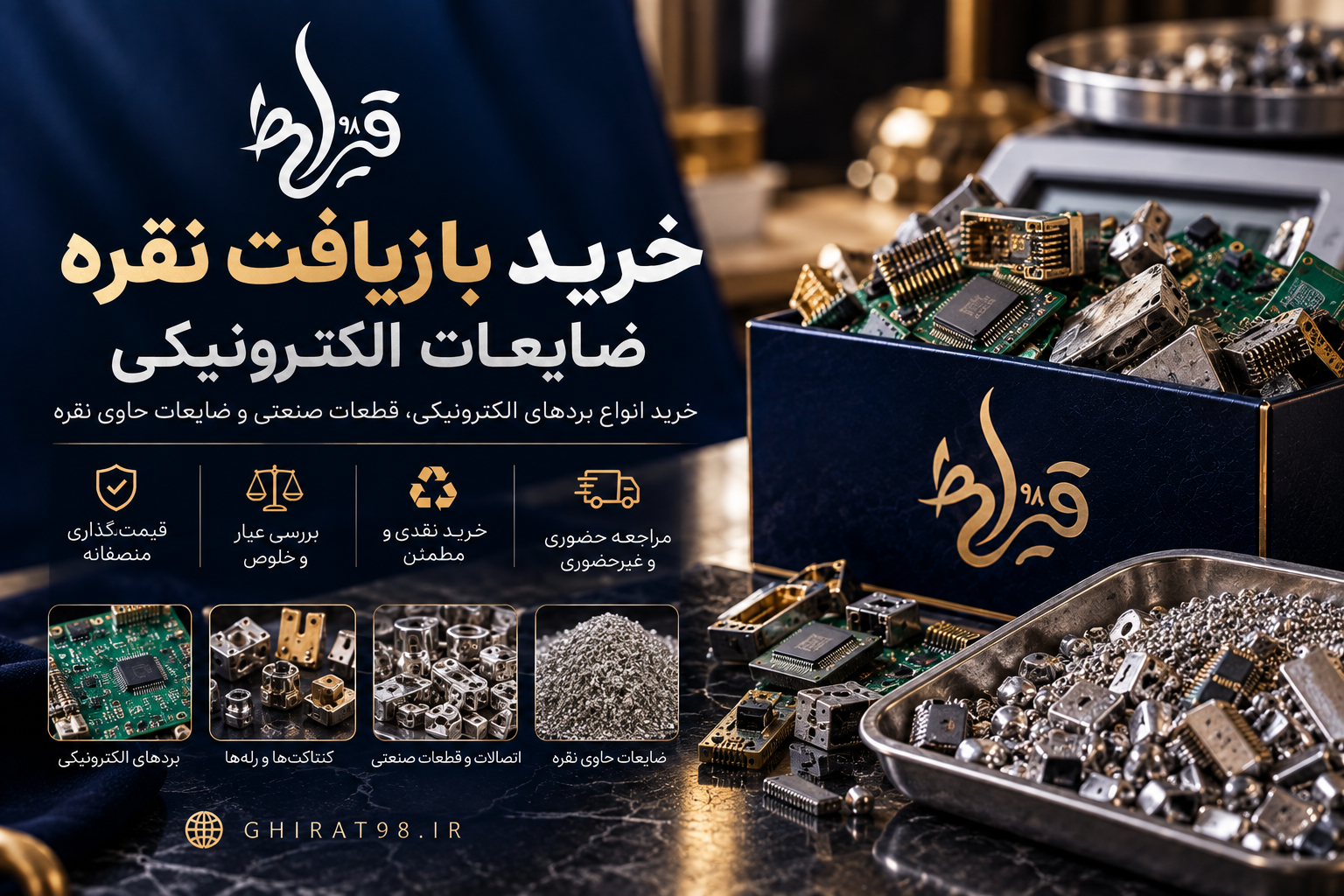 خرید بازیافت نقره از ضایعات الکترونیکی | قیراط 98