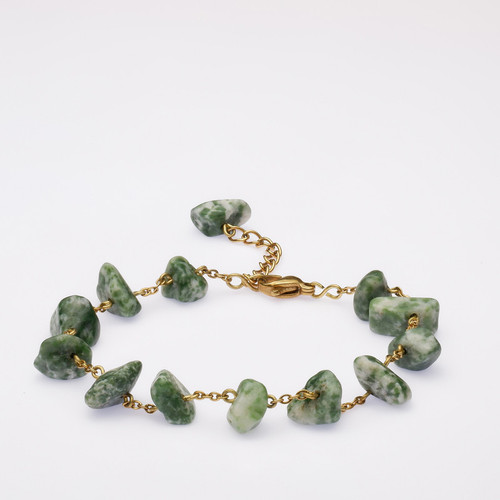 دستبند زنانه مدل سنگ عقیق خزه ایی کد 11