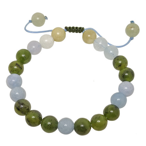 دستبند زنانه مدل یشم و آکوامارین طبیعی 777