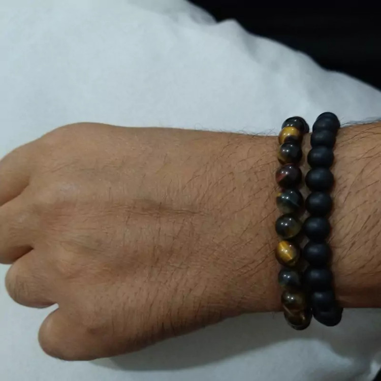 دستبند مردانه چشم ببر و انیکس مات طبیعی