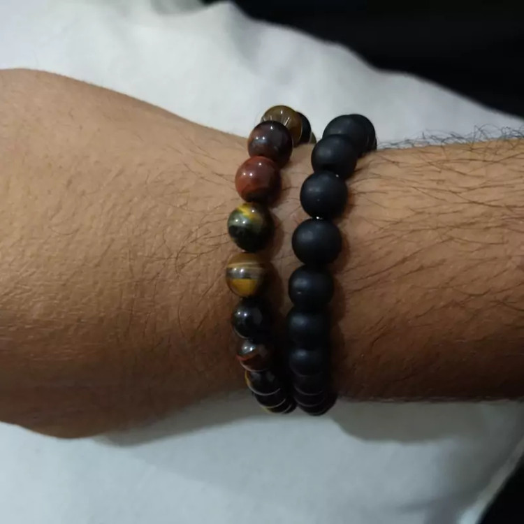 دستبند مردانه چشم ببر و انیکس مات طبیعی