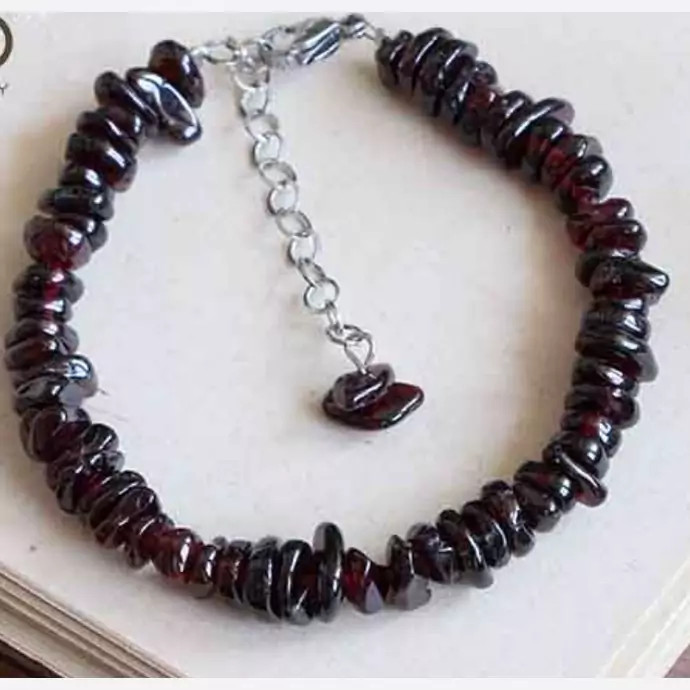 دستبند زنانه سنگ گارنت سرخ طبیعی وارداتی