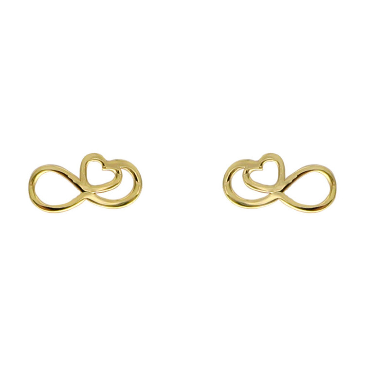 گوشواره طلا 18 عیار زنانه قیراط98 طرح قلب و بی نهایت کد KE011