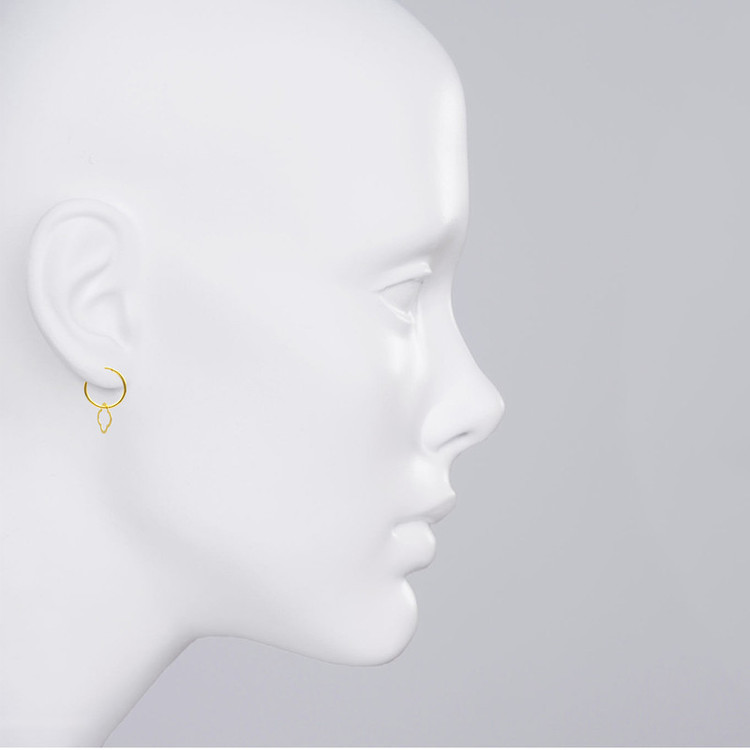گوشواره طلا 18 عیار زنانه قیراط98 مدل حلقه ای با آویز کد KE016