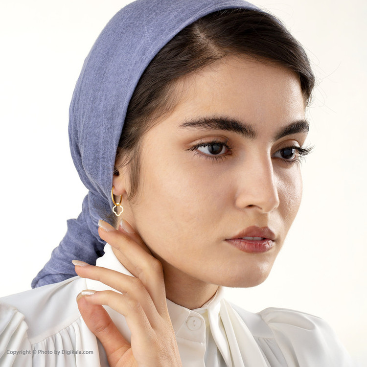 گوشواره طلا 18 عیار زنانه قیراط98 مدل حلقه ای با آویز کد KE016