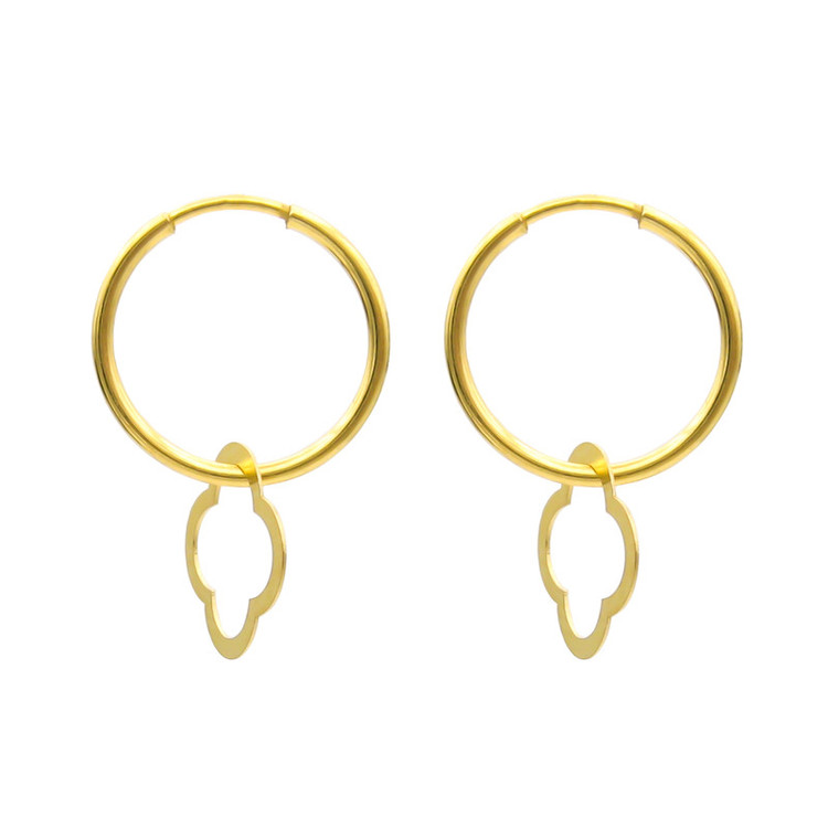 گوشواره طلا 18 عیار زنانه قیراط98 مدل حلقه ای با آویز کد KE016