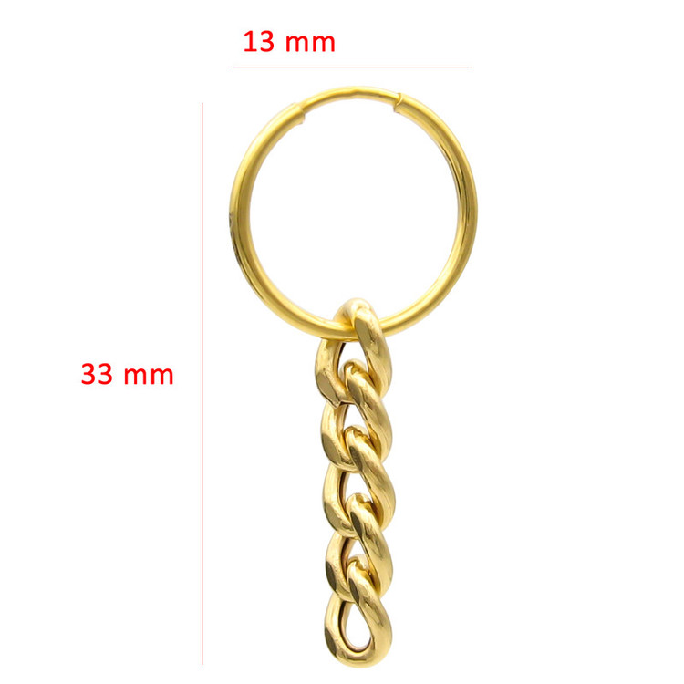 گوشواره طلا 18 عیار زنانه قیراط98 مدل حلقه ای با آویز کد KE021