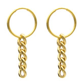 گوشواره طلا 18 عیار زنانه قیراط98 مدل حلقه ای با آویز کد KE021