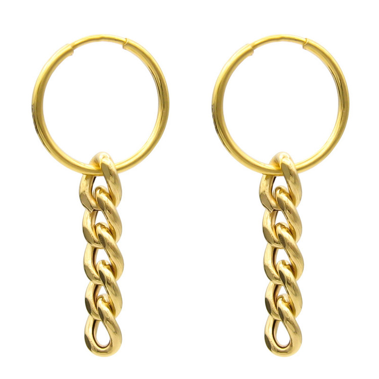 گوشواره طلا 18 عیار زنانه قیراط98 مدل حلقه ای با آویز کد KE021