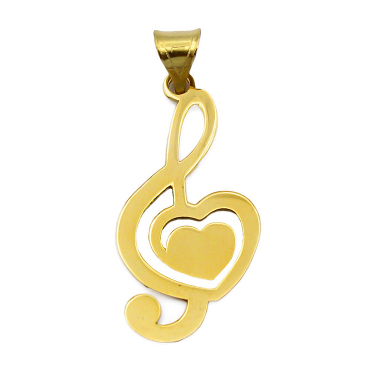 آویز گردنبند طلا 18 عیار زنانه قیراط98 طرح ملودی و قلب کد KP025