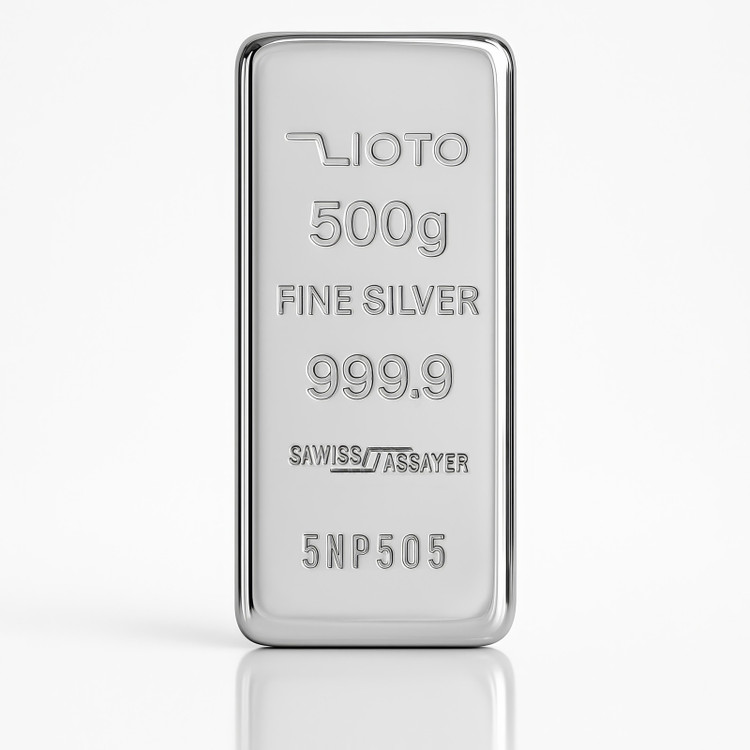 شمش نقره 500 گرمی زیوتو Zioto عیار 999.9 - نقره خالص نیم کیلویی اصل با گواهی اصالت