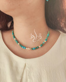 نیم ست زنانه سنگ اصل فیروزه نیشابوری و مروارید پرورشی اصل قیراط98
