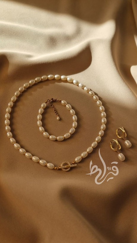 نیم ست مروارید گندمی قیراط۹۸