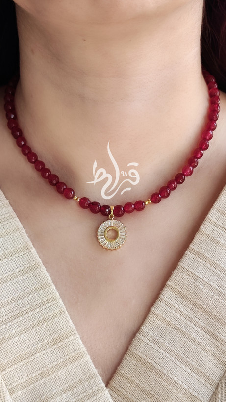 گردنبند زنانه سنگ یاقوت سرخ طبیعی قیراط۹۸