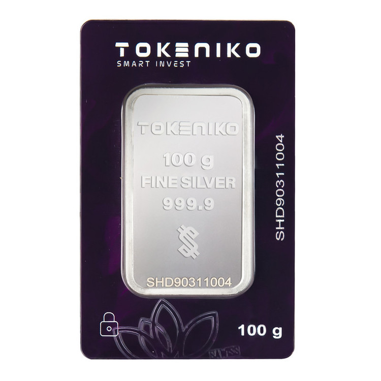 شمش نقره 100 گرمی توکنیکو عیار 999.9 | شمش نقره ایرانی TOKENIKO | قیراط98