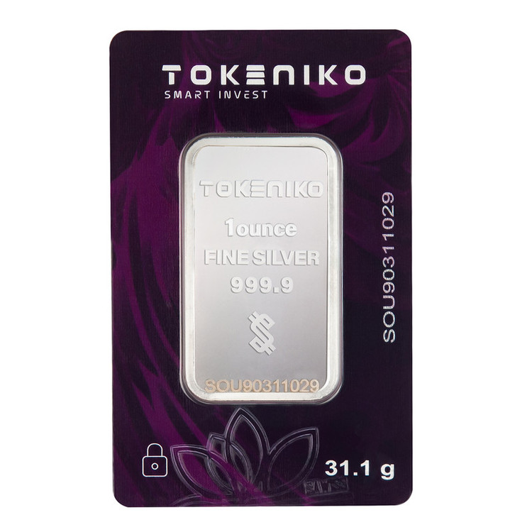 شمش نقره 1 اونسی (31.1 گرمی) توکنیکو عیار 999.9 | شمش نقره ایرانی TOKENIKO | قیراط98