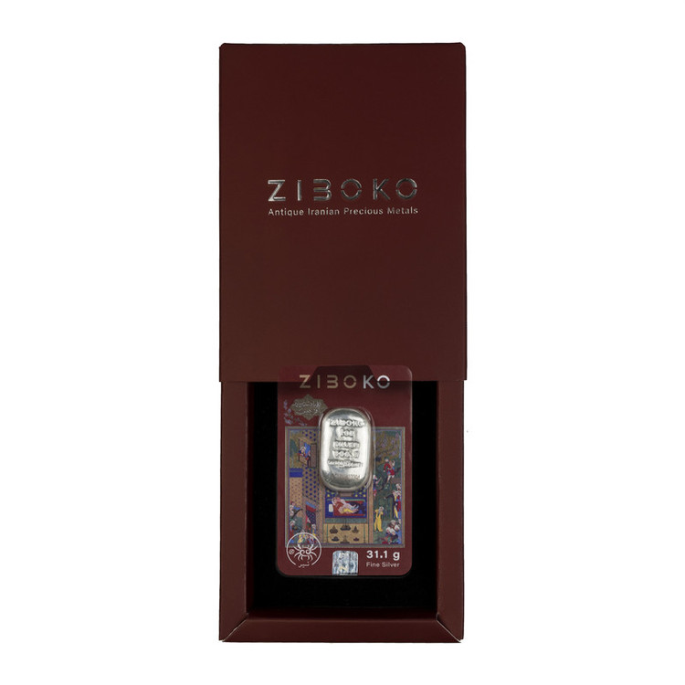 شمش نقره 1 اونسی (31.1 گرمی) زیبوکو تیر عیار 999 | شمش نقره Zioboco سری تیر | قیراط98