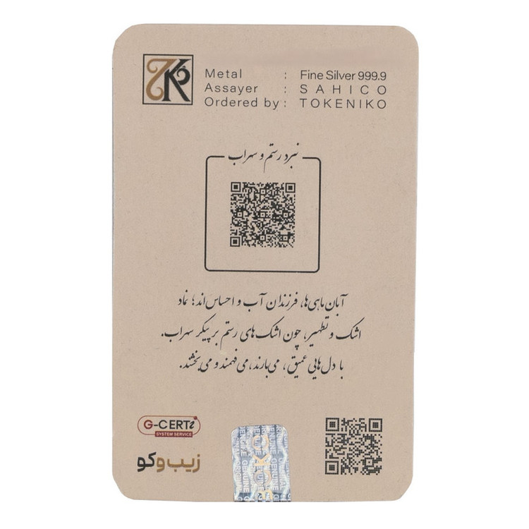 شمش نقره 1 اونسی (31.1 گرمی) زیبوکو آبان عیار 999 | شمش نقره Zioboco سری آبان | قیراط98