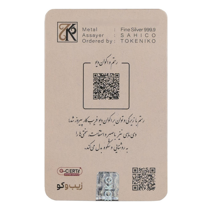 شمش نقره 1 اونسی (31.1 گرمی) زیبوکو دی عیار 999 | شمش نقره Zioboco سری دی | قیراط98