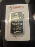 شمش نقره 50 گرمی ONSA عیار 999 | شمش نقره اونسا 50 گرم | قیمت شمش نقره ONSA | قیراط98