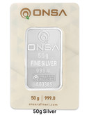 شمش نقره 50 گرمی ONSA عیار 999 | شمش نقره اونسا 50 گرم | قیمت شمش نقره ONSA | قیراط98