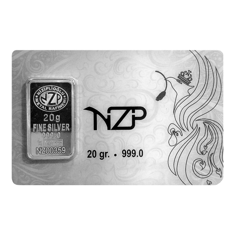 شمش نقره 20 گرمی NZP عیار 999 – نقره خالص اصل