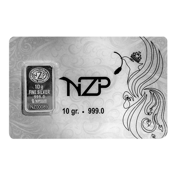 شمش نقره 10 گرمی NZP عیار 999 – نقره خالص اصل
