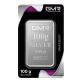 شمش نقره 100 گرمی جی ام آر ترکیه (GMR) با عیار 999.0 ریختهگری