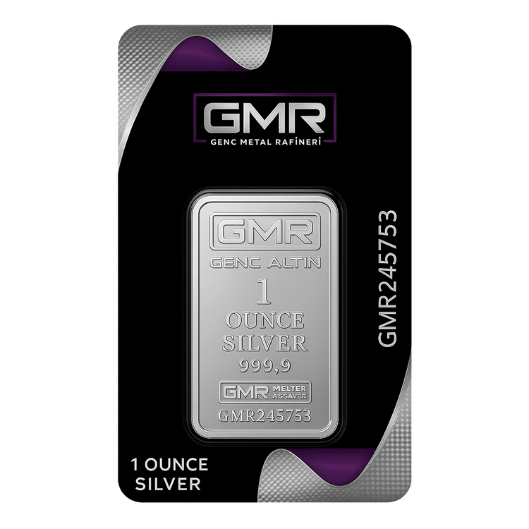 شمش نقره 1 اونسی جی ام آر ترکیه (GMR) با عیار 999.0