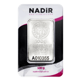 شمش نقره 100 گرمی عیار 999 نادیر ترکیه (Nadir Metal)