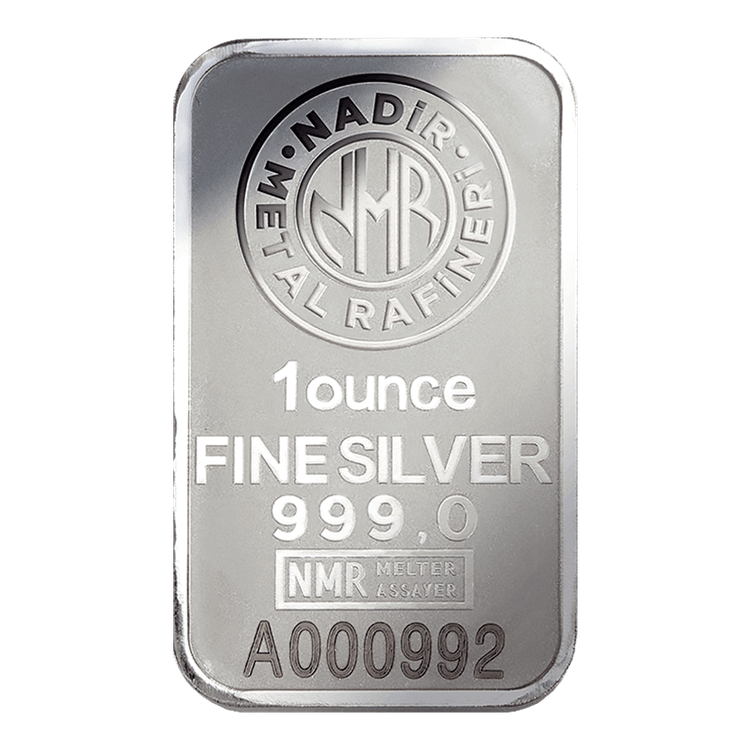 شمش نقره 1 اونسی عیار 999 نادیر ترکیه (Nadir Metal)