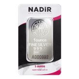 شمش نقره 1 اونسی عیار 999 نادیر ترکیه (Nadir Metal)