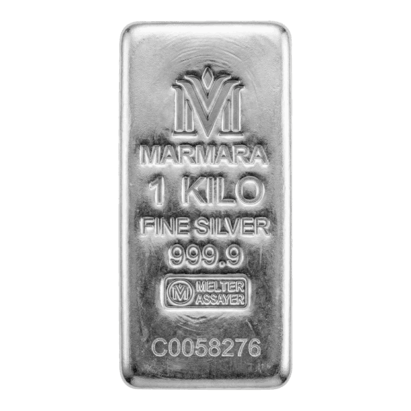 شمش نقره 1 کیلوگرمی عیار 999.9 مارمارا امارات (Marmara) ریخته گری