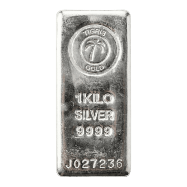 شمش نقره 1 کیلوگرمی عیار 999.9 تایگرِس امارات (Tigris) ریخته گری