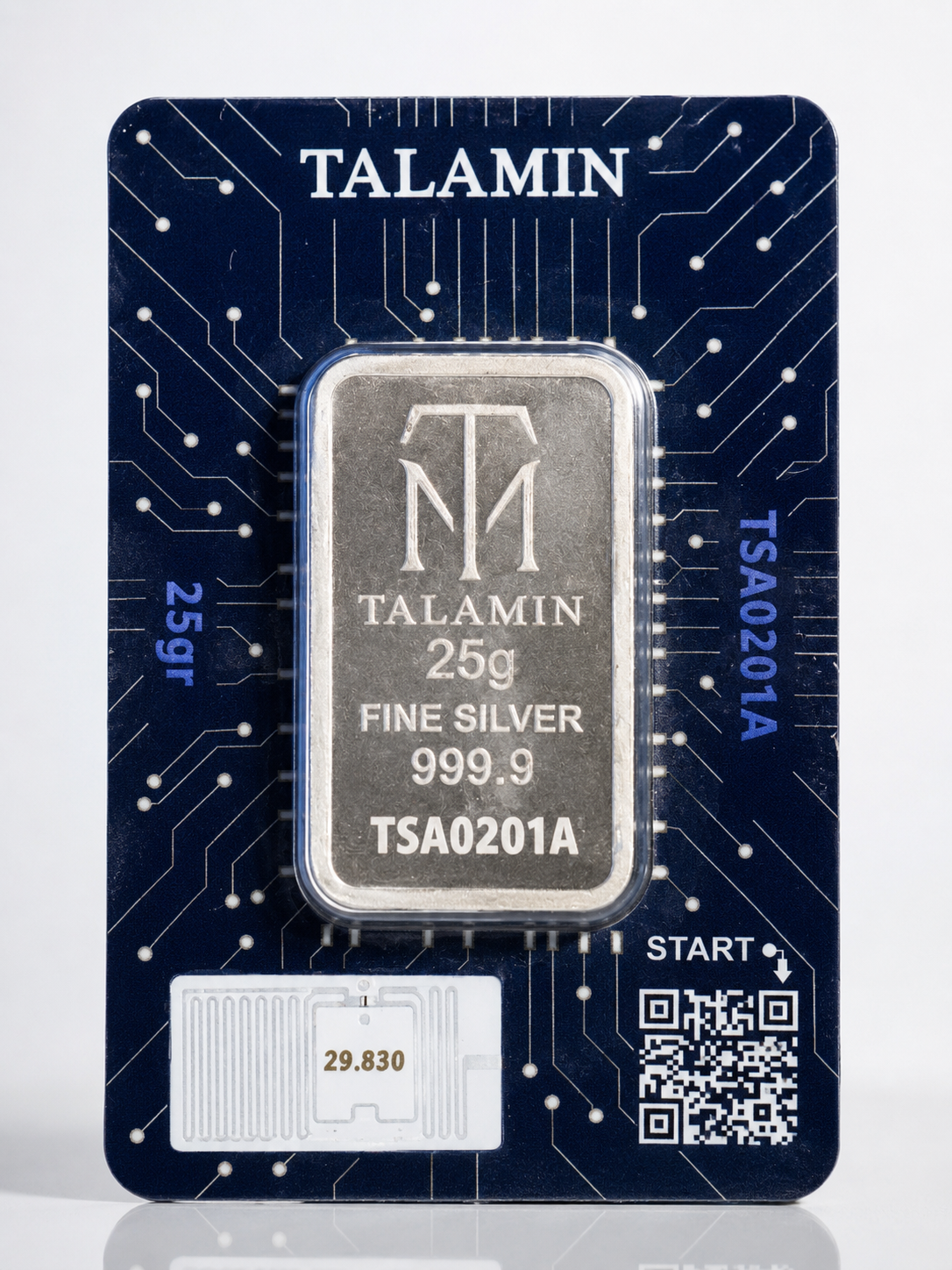 شمش نقره 25 گرمی عیار 999.9 طلامین (TM) لایسنس امارات